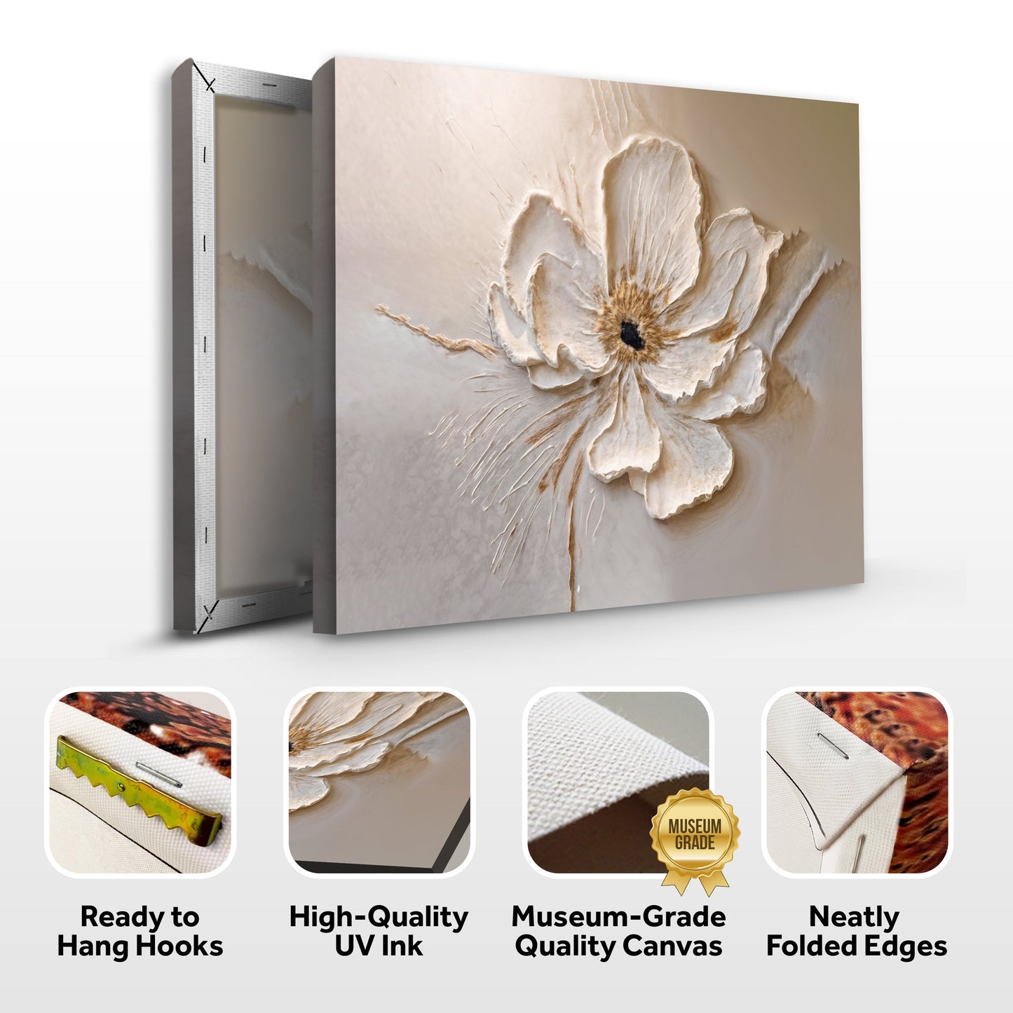 Floral Wall Art III — Textured Neutral Botanical Canvas Wall Art