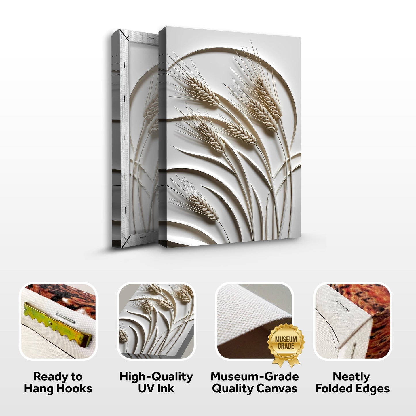 Golden Wheat Relief – 3D Minimalist Wall Art