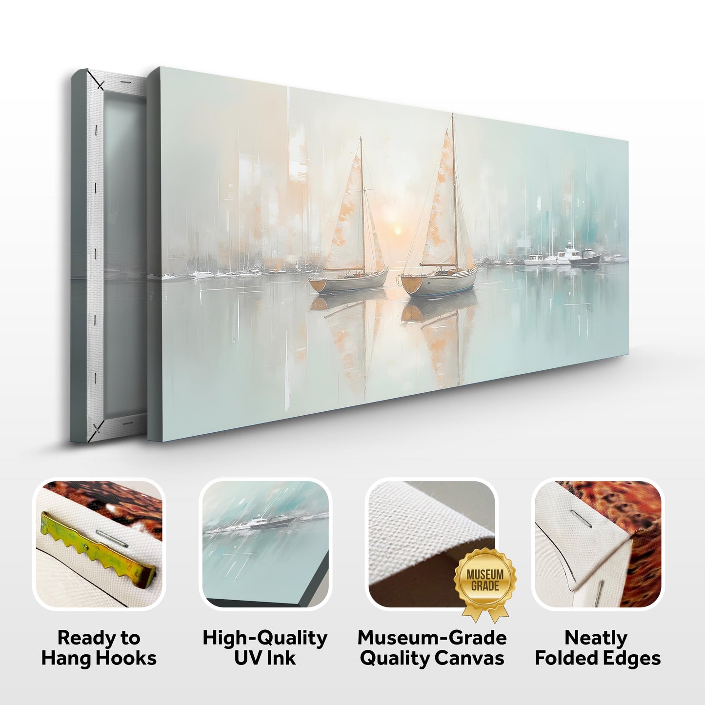 Soft Sailboats at Dawn – Canvas Wall Art