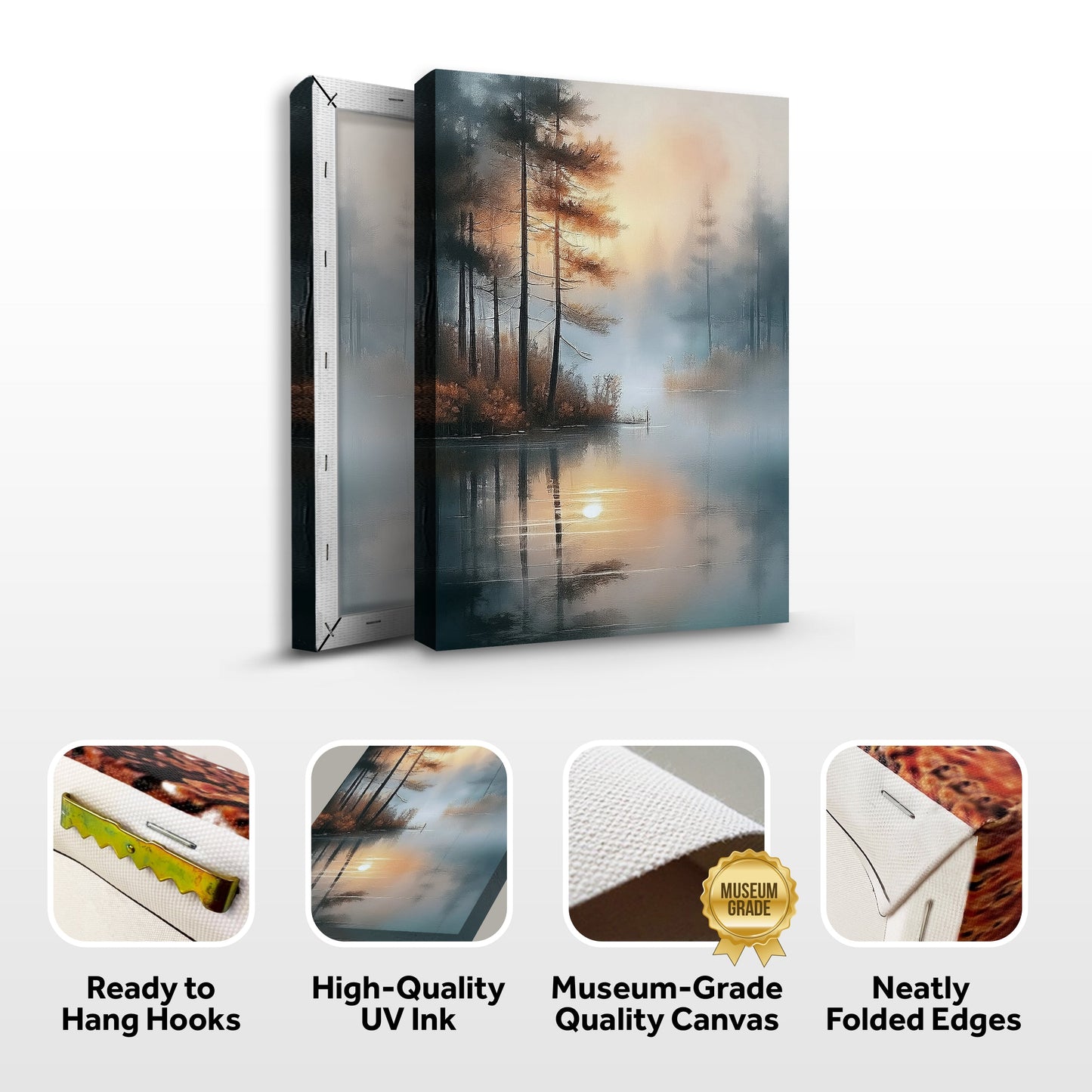 Misty Lake Dawn – Serene Landscape Wall Art