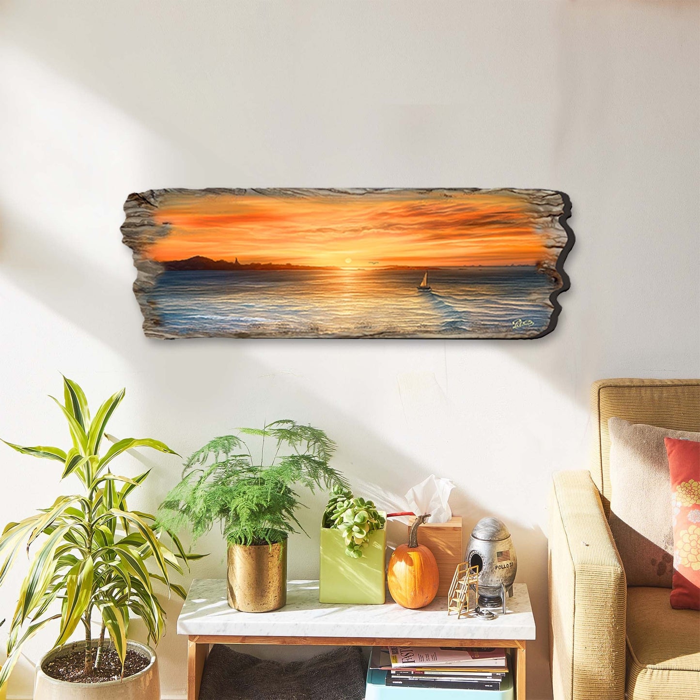 Ocean Sunset Seascape – Handcrafted Wooden Coastal Wall Art