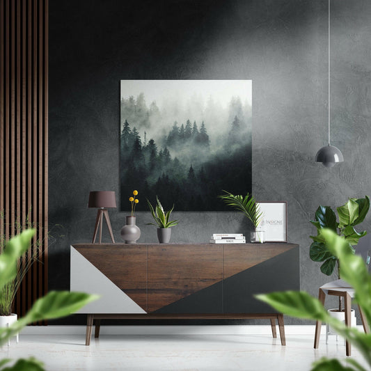 Evergreen Fogscape – Brushed Aluminum Wall Art