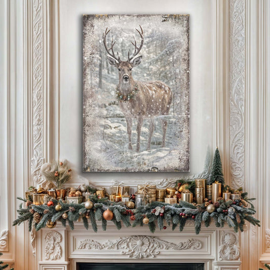 Winter Woodland Majesty, Deer Canvas Wall Art, Rustic Woodland Decor