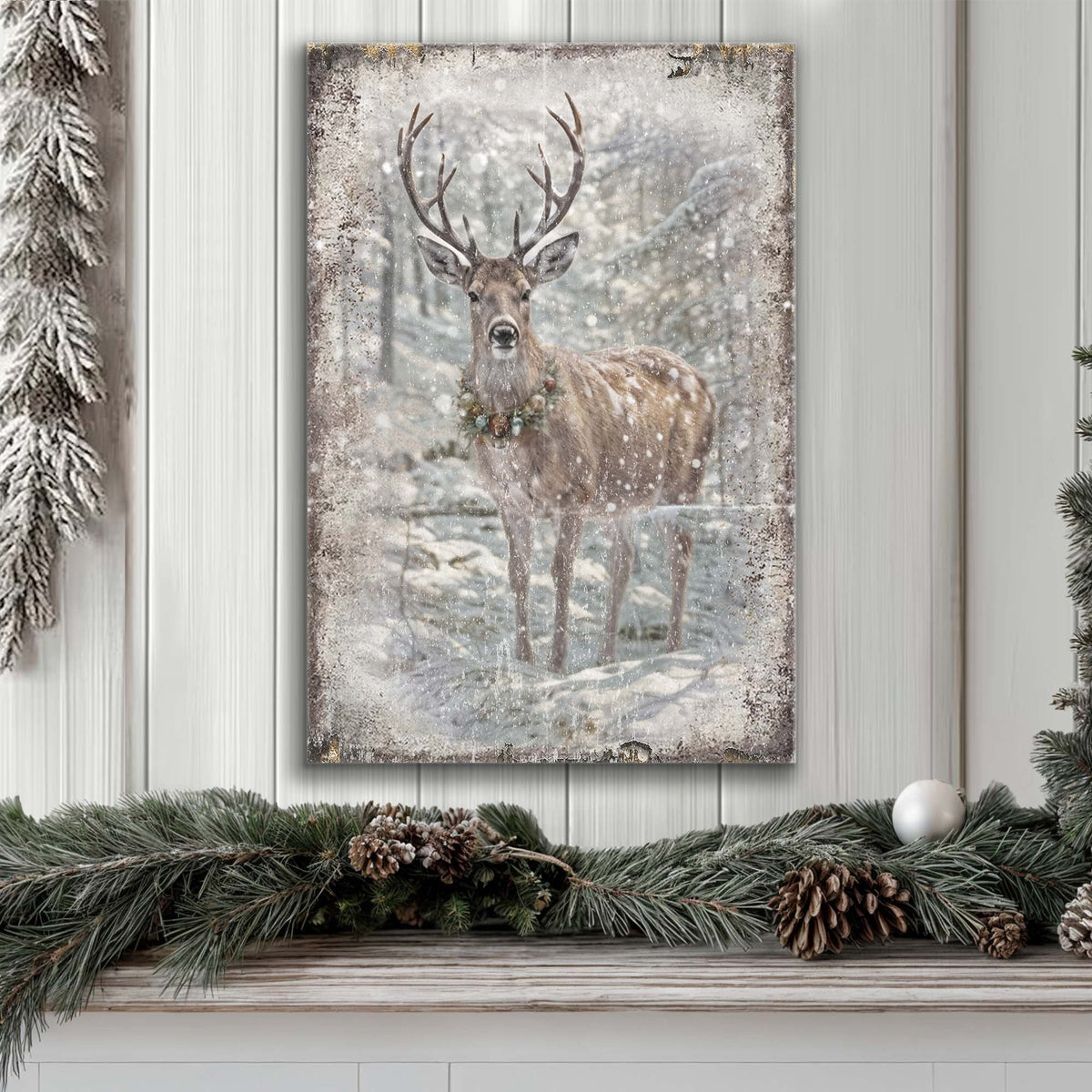 Winter Woodland Majesty, Deer Canvas Wall Art, Rustic Woodland Decor