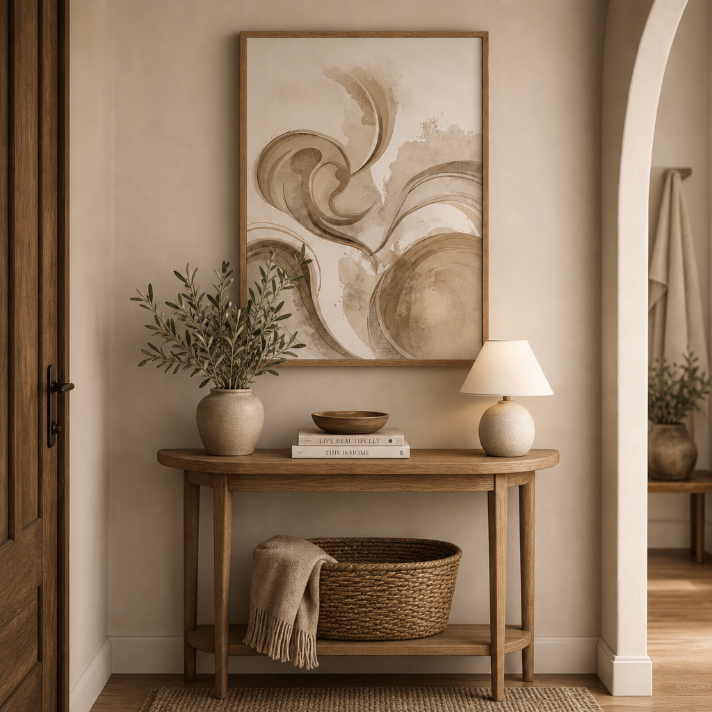 Amber Haze — Warm Neutral Abstract Flow Wall Art (4:5 Ratio Digital Download)