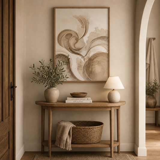 Amber Haze — Warm Neutral Abstract Flow Wall Art (4:5 Ratio Digital Download)