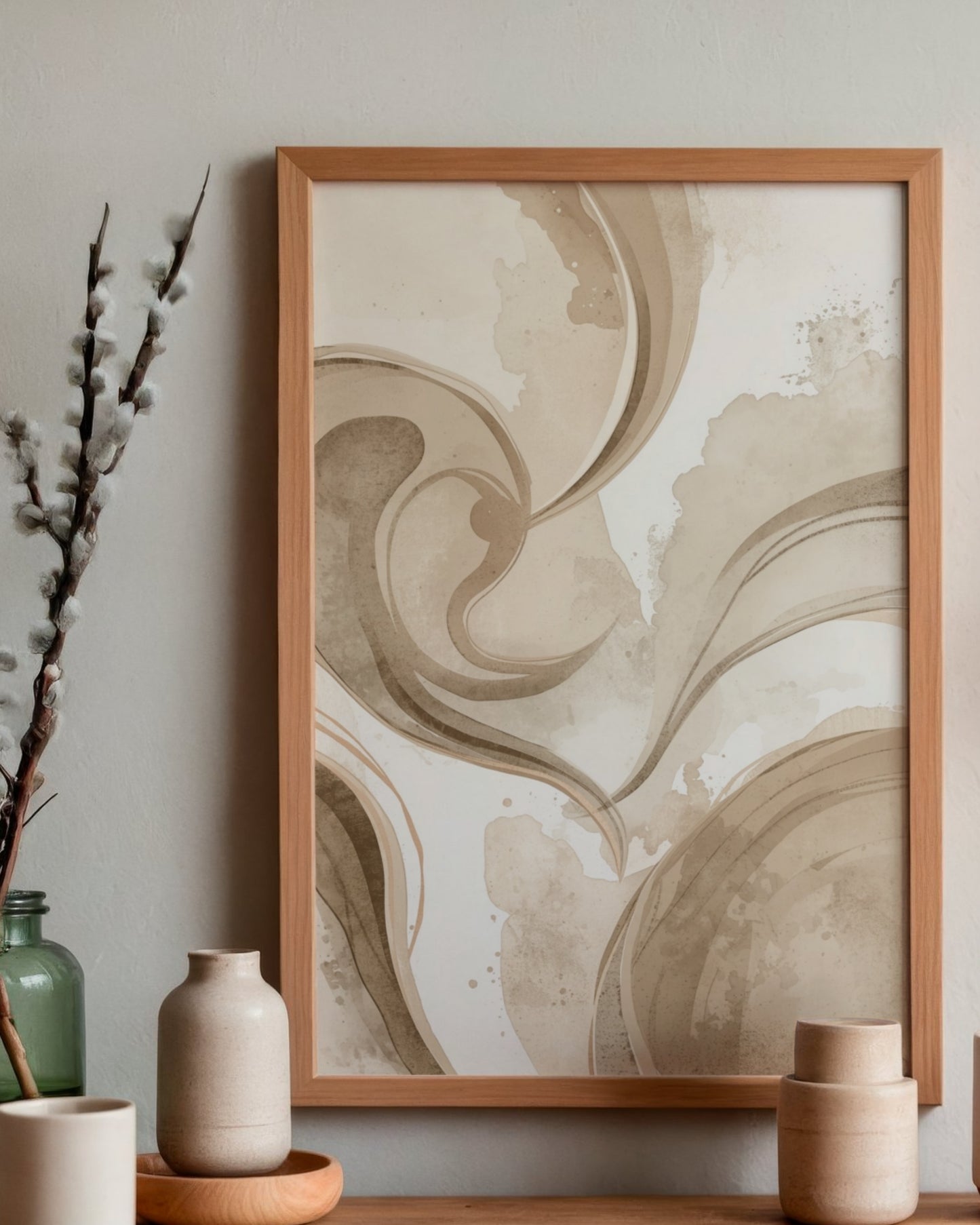 Amber Haze — Warm Neutral Abstract Flow Wall Art (4:5 Ratio Digital Download)