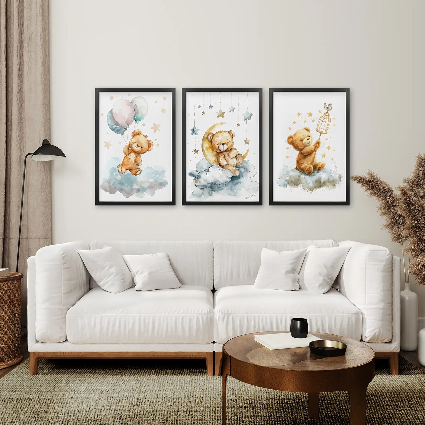 Dreamland Bears – Watercolor Teddy Nursery Wall Art (Set of 3)