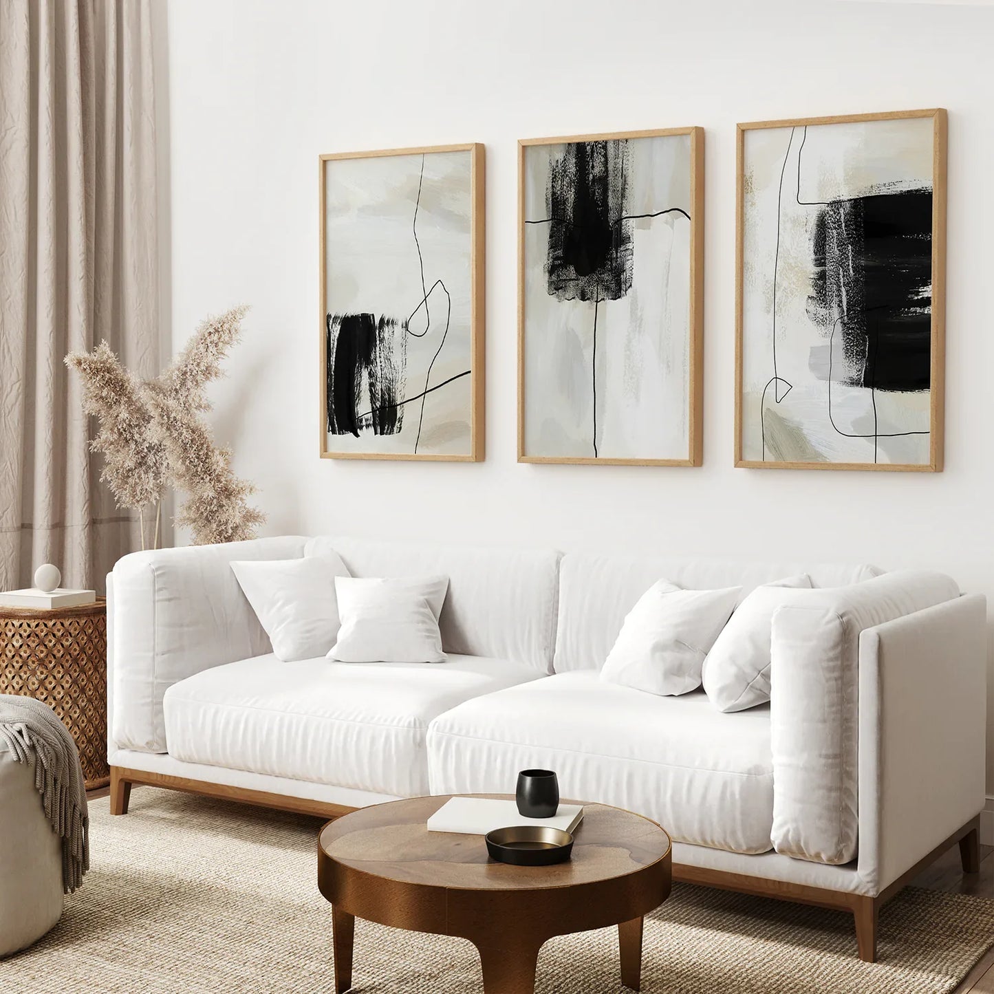 Simple Abstract Art – Japandi 3 Piece Wall Art Set