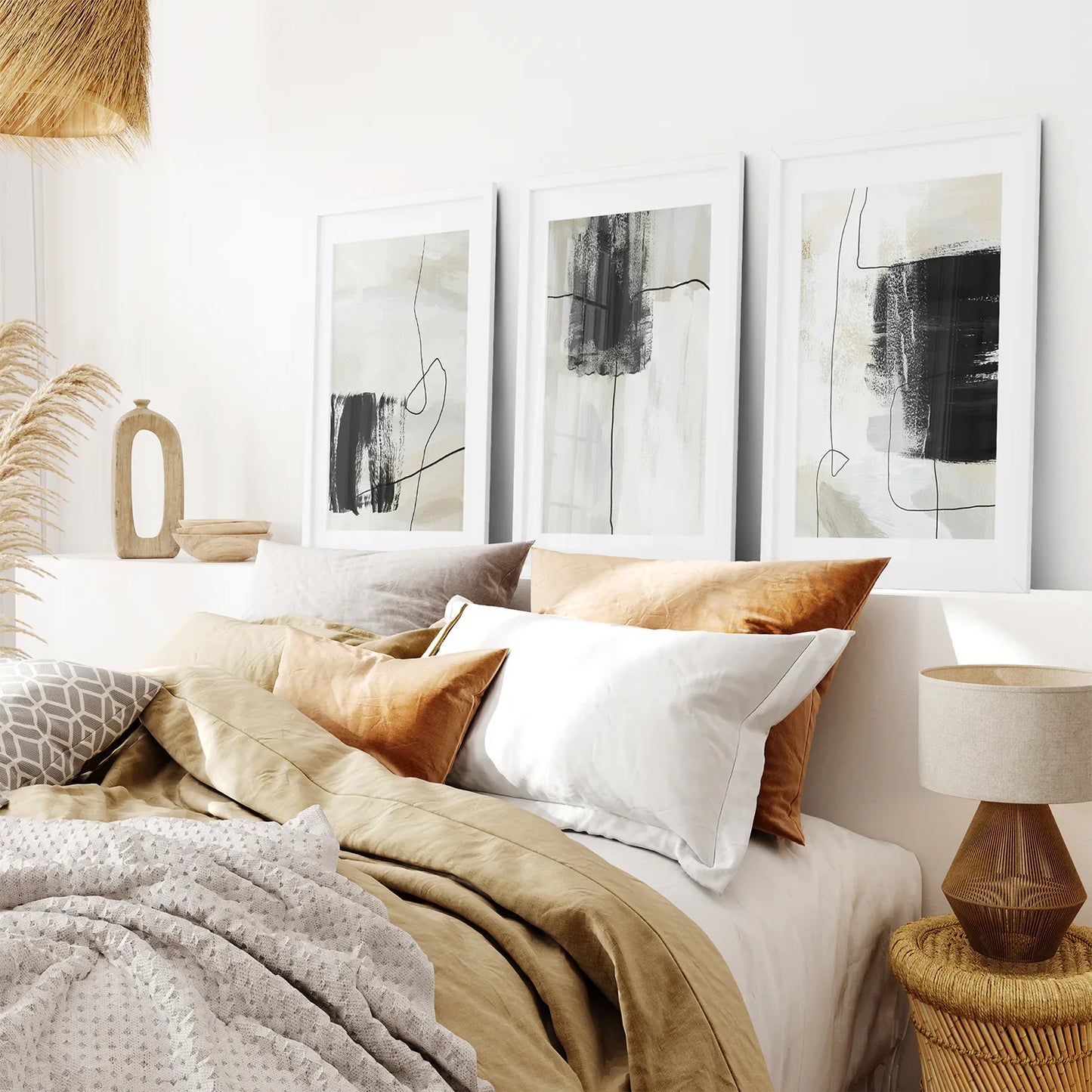 Simple Abstract Art – Japandi 3 Piece Wall Art Set