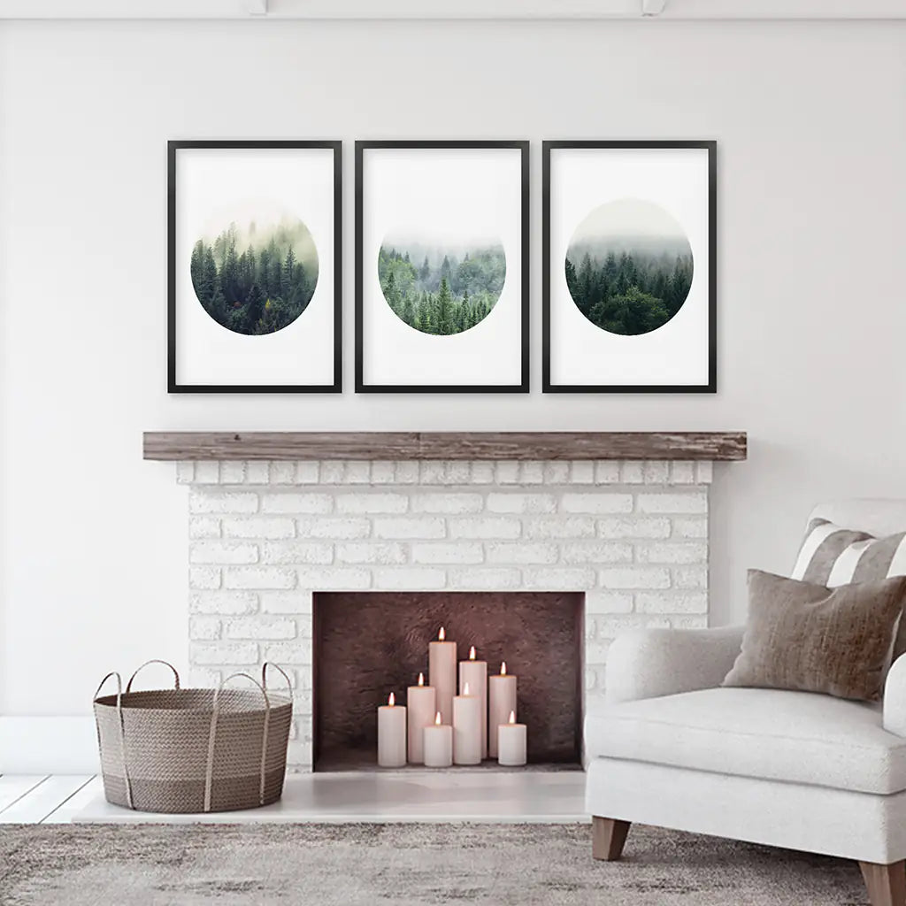 Nordic Forest Circles – 3 Piece Scandinavian Wall Art Set