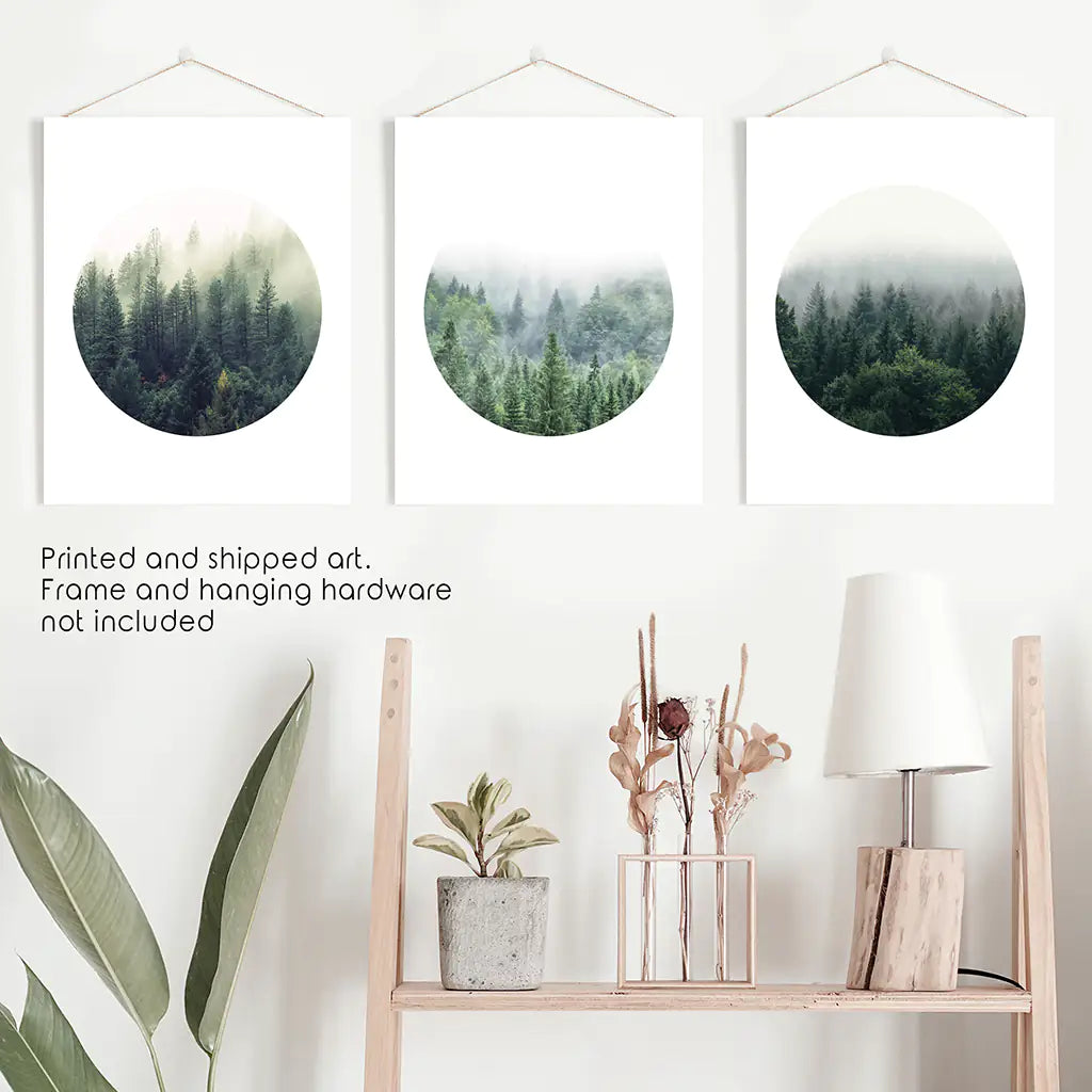 Nordic Forest Circles – 3 Piece Scandinavian Wall Art Set