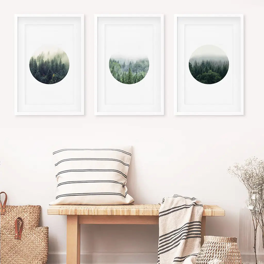 Nordic Forest Circles – 3 Piece Scandinavian Wall Art Set
