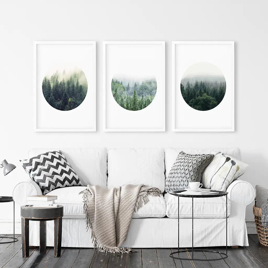 Nordic Forest Circles – 3 Piece Scandinavian Wall Art Set