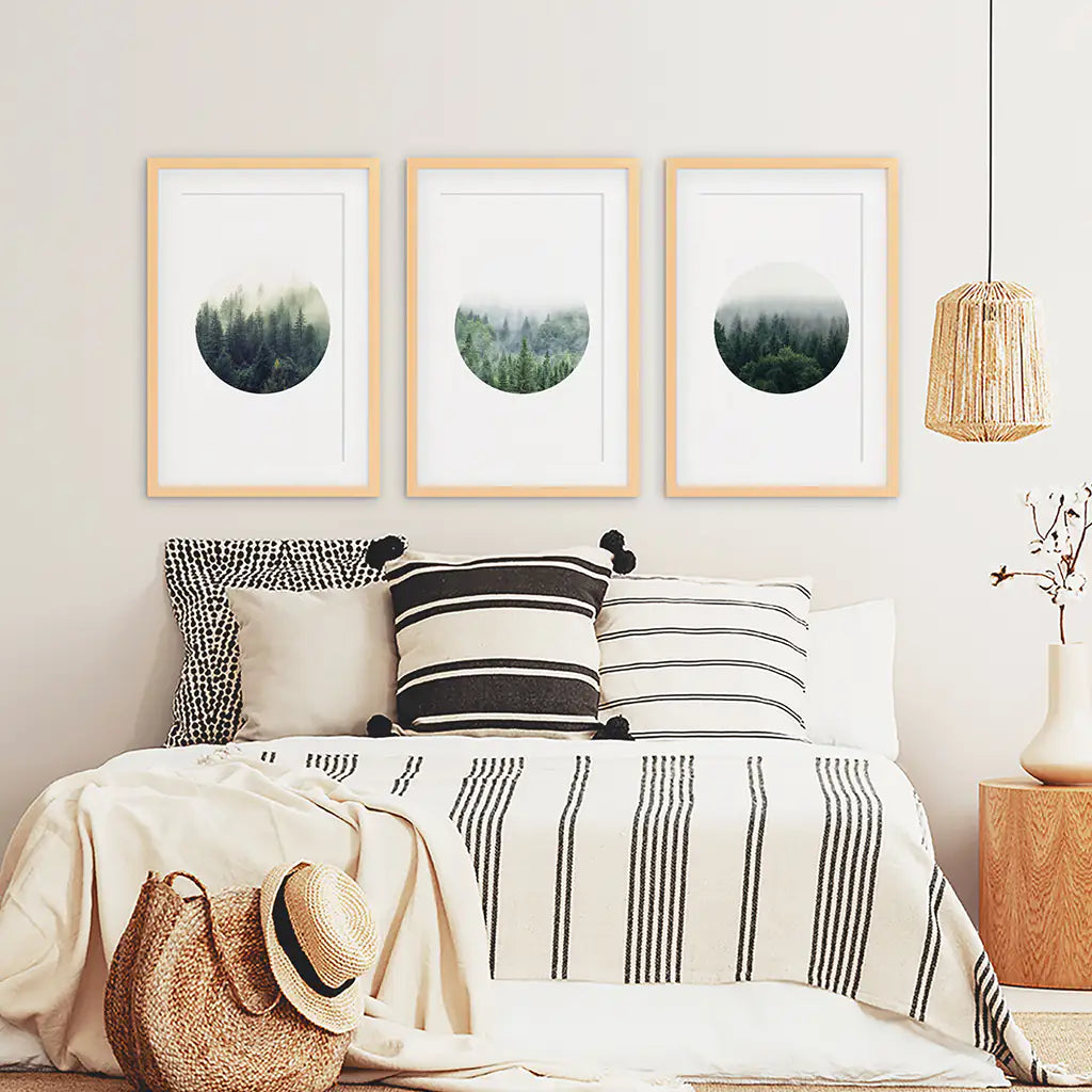 Nordic Forest Circles – 3 Piece Scandinavian Wall Art Set