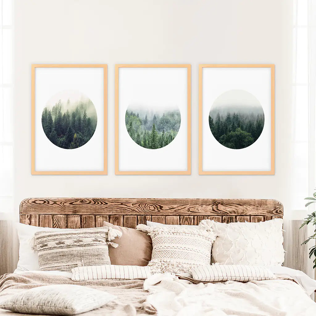 Nordic Forest Circles – 3 Piece Scandinavian Wall Art Set