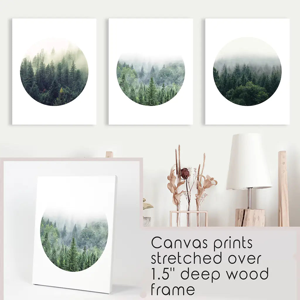Nordic Forest Circles – 3 Piece Scandinavian Wall Art Set