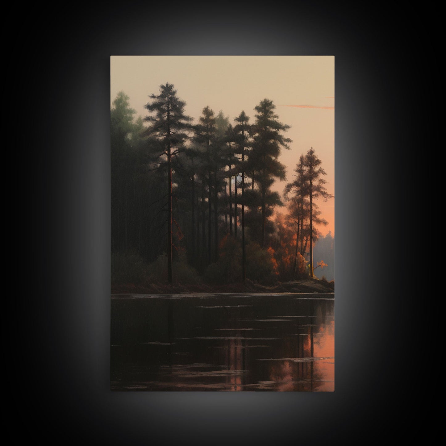 Sunset Lake Reflections – 3 Piece Framed Canvas Wall Art