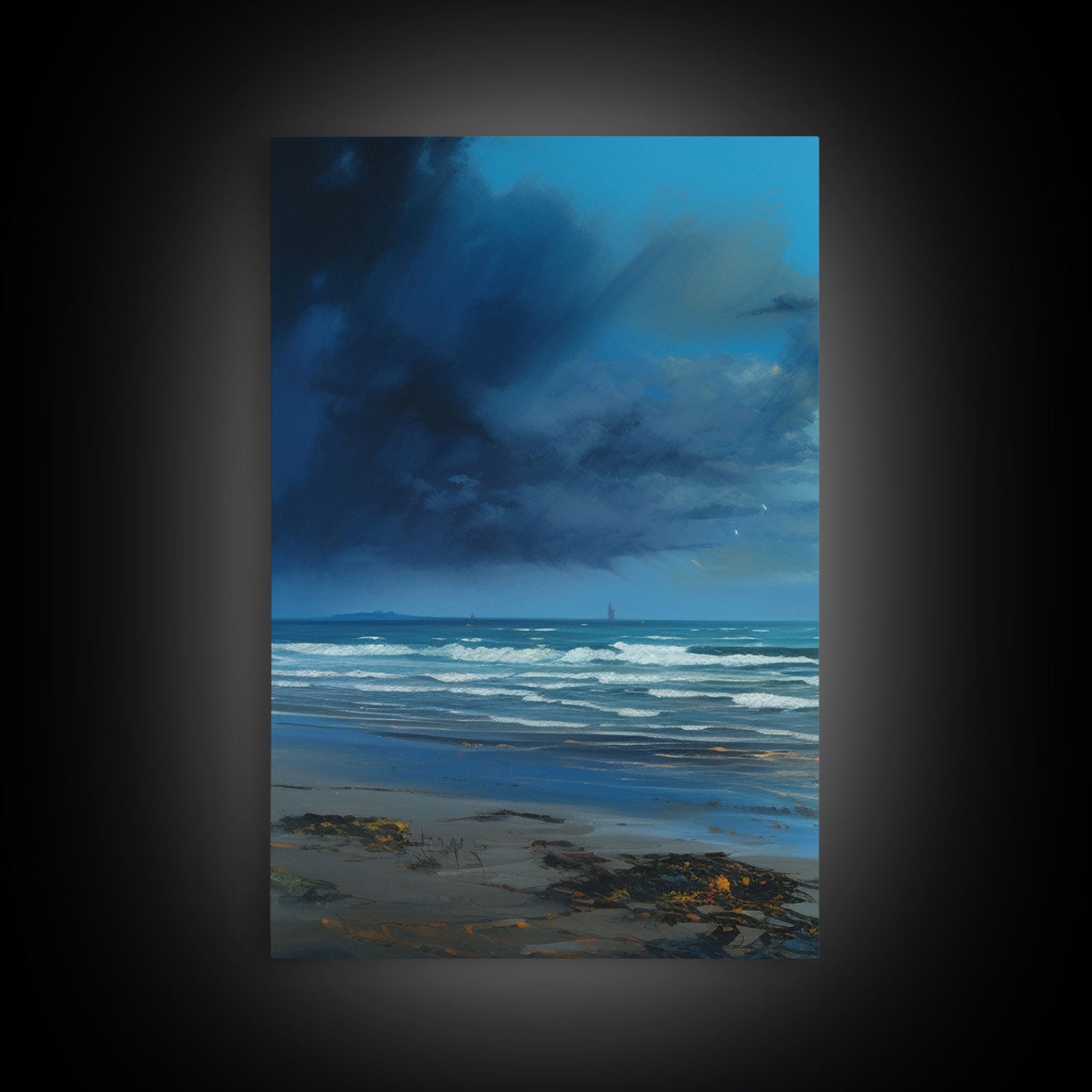 Night Tide Reflections – 3 Piece Framed Canvas Wall Art