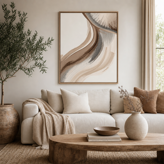 Sandstone Drift — Neutral Abstract Art Print (4:5 Ratio Digital Download)