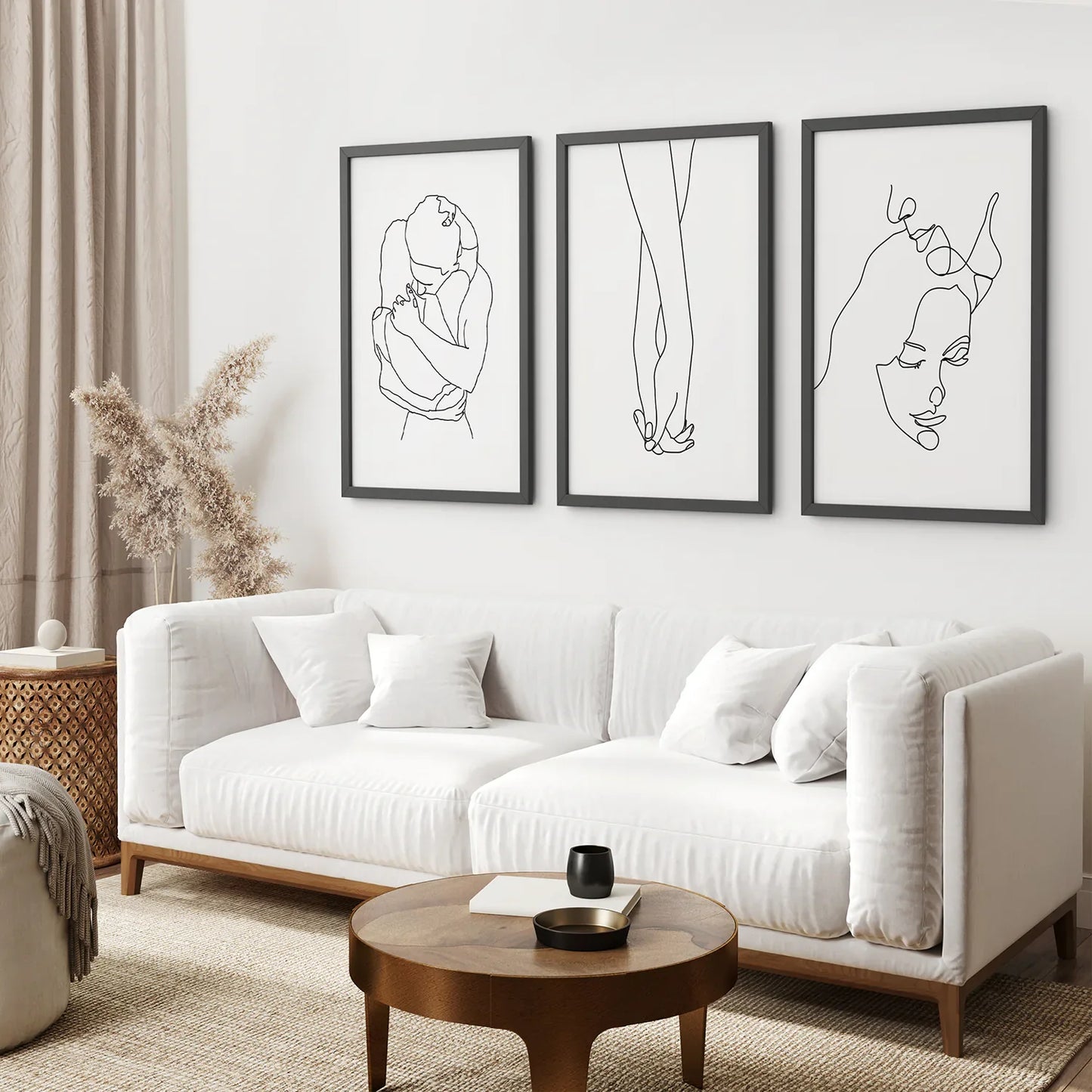 Soft Embrace Trio – Minimal Line Art Set