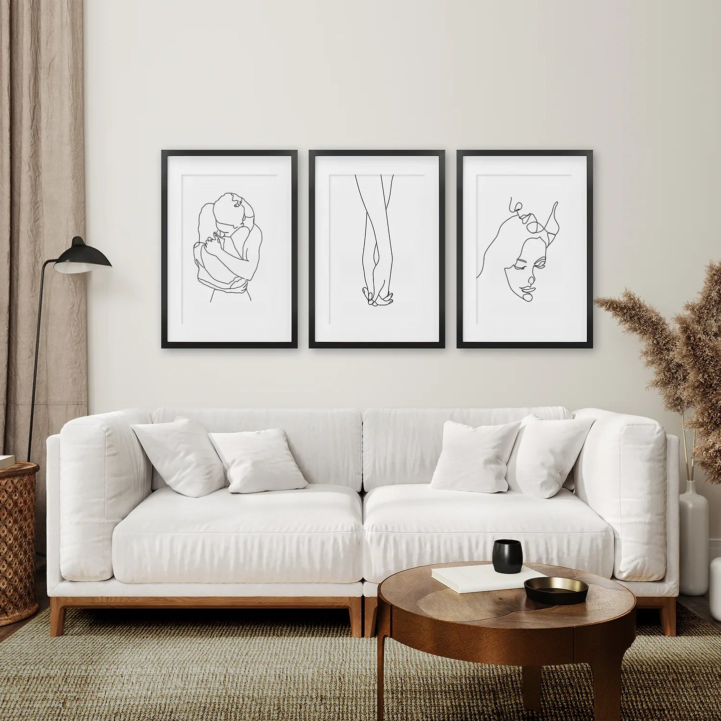 Soft Embrace Trio – Minimal Line Art Set