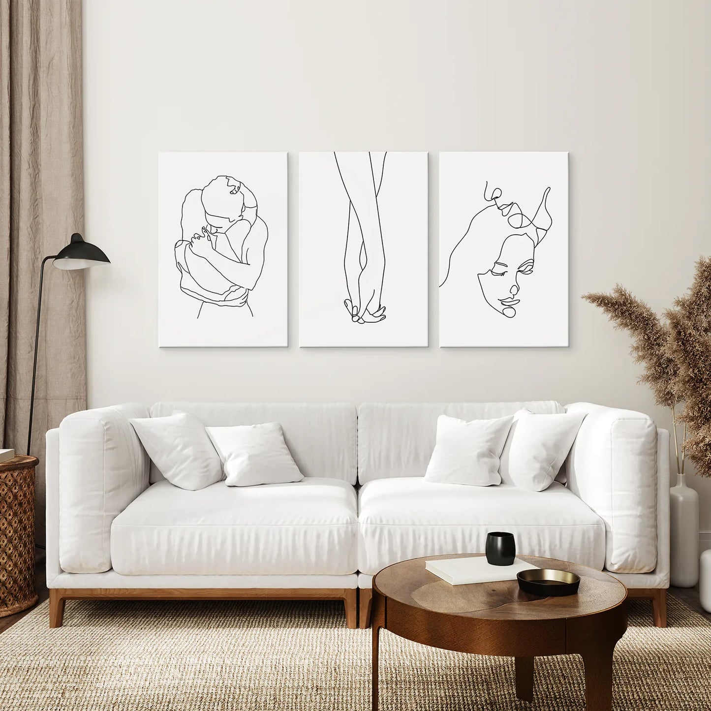 Soft Embrace Trio – Minimal Line Art Set