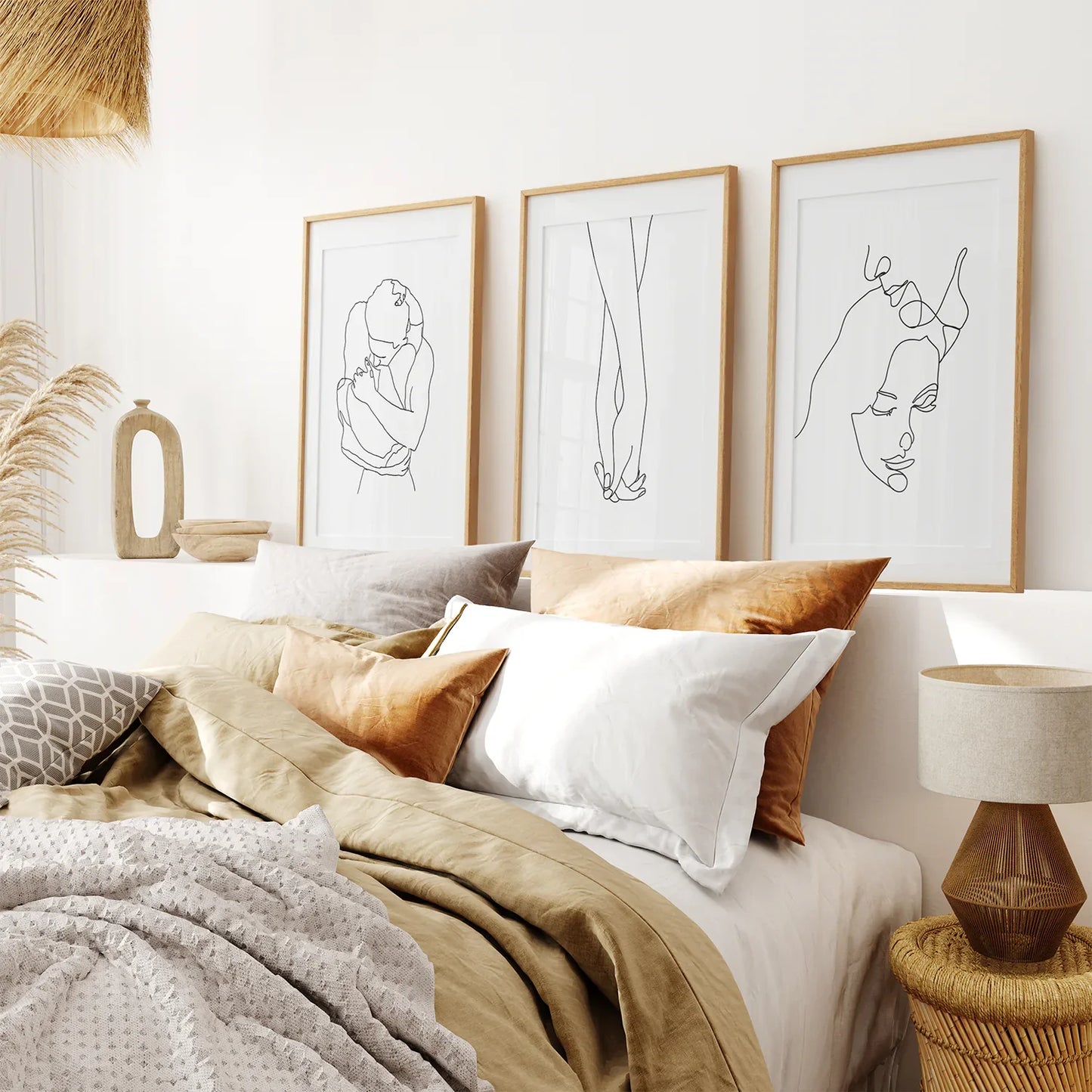 Soft Embrace Trio – Minimal Line Art Set