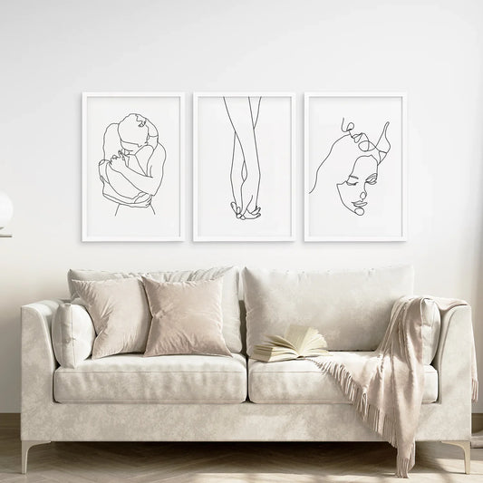 Soft Embrace Trio – Minimal Line Art Set