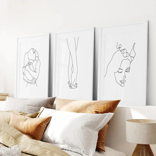 Soft Embrace Trio – Minimal Line Art Set