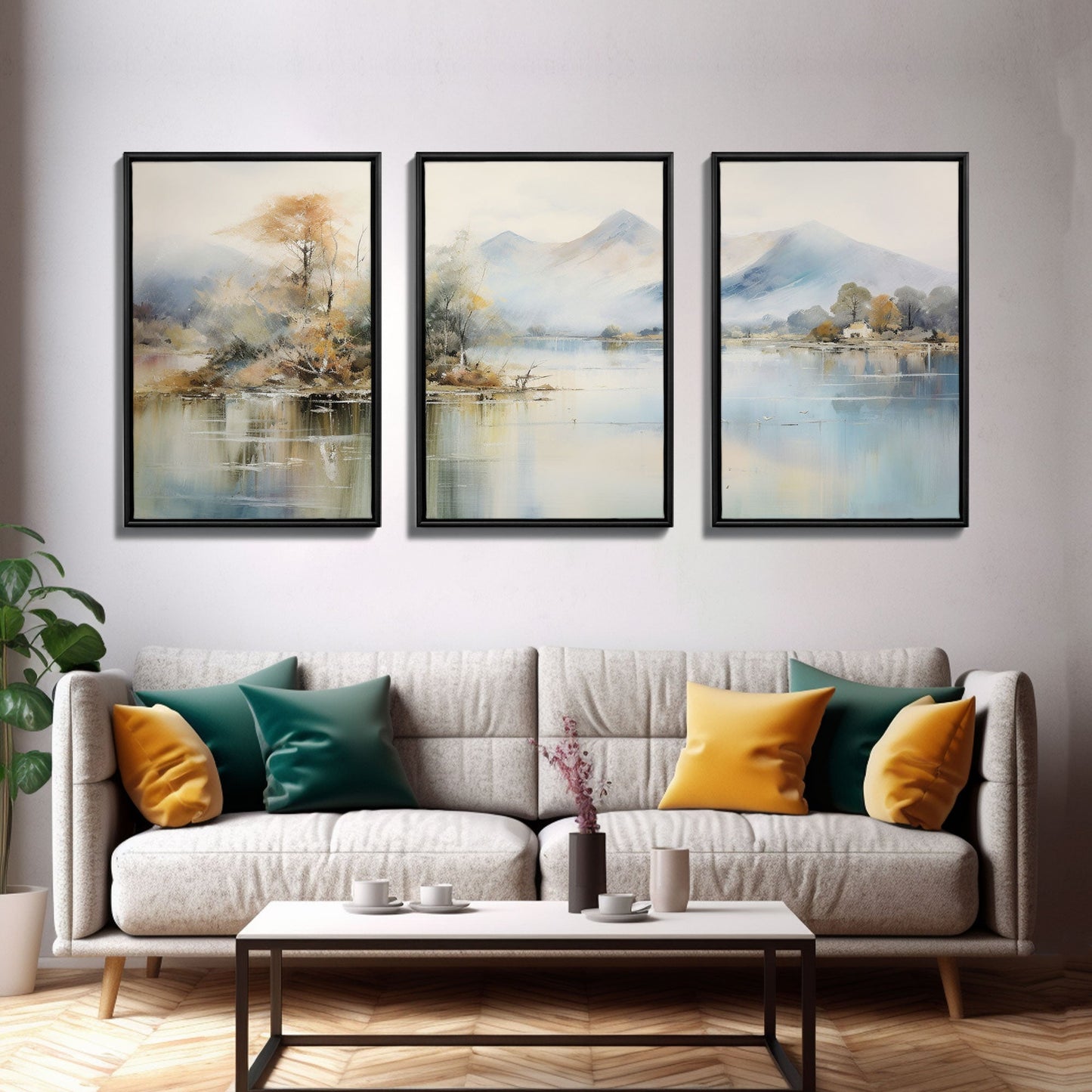 Lakeview Mountain Reflections – 3 Piece Canvas Wall Art