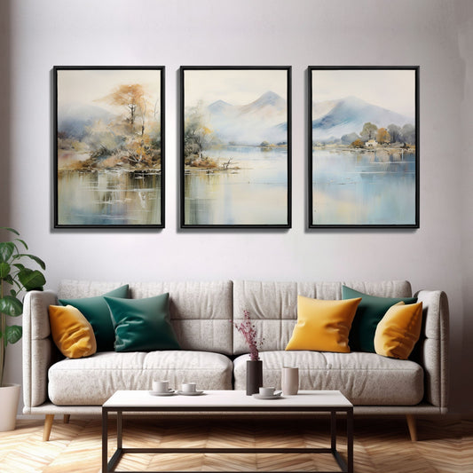 Lakeview Mountain Reflections – 3 Piece Canvas Wall Art