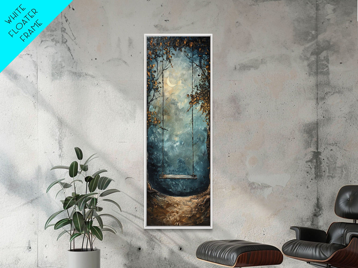 Tree Swing at Midnight – Framed Canvas Wall Art