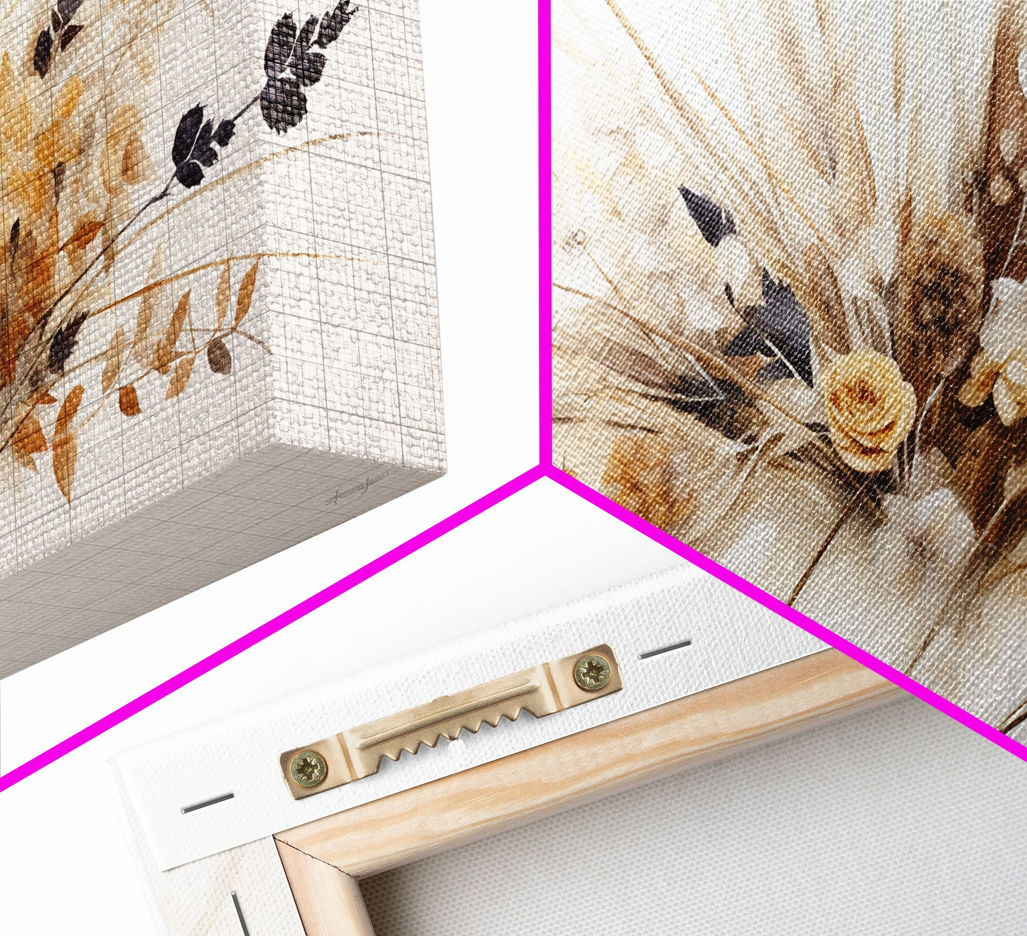 Minimalist Wildflower Trio – 3 Piece Framed Canvas Wall Art