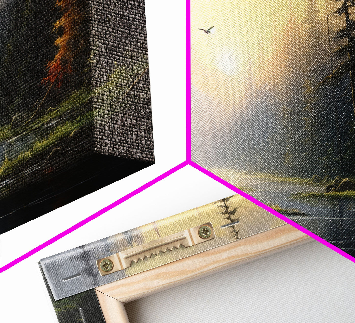 Stillness in the Pines – Sunset Forest Triptych