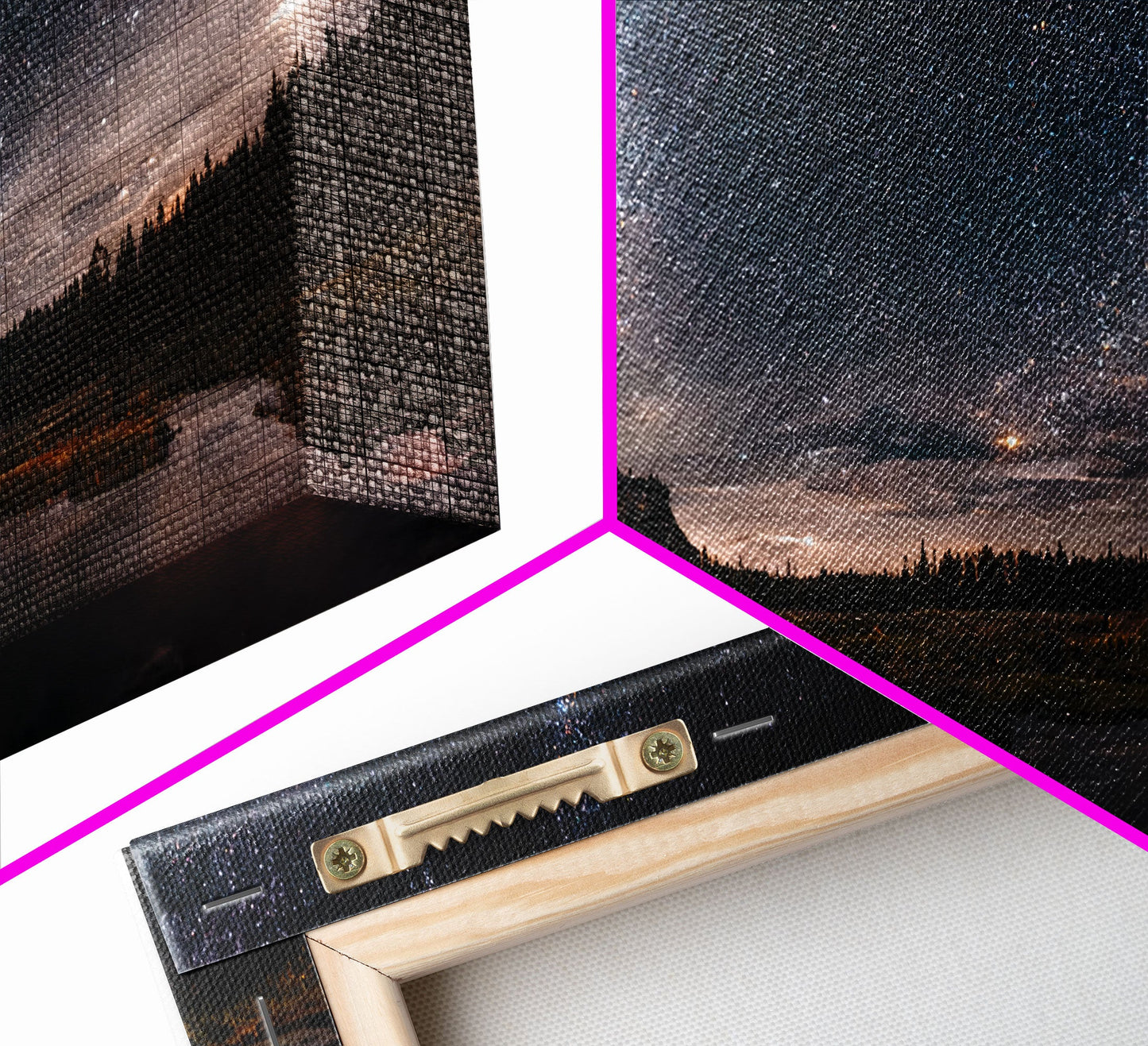 Starry Night Sky Over Montana – 3 Piece Wall Art Set, Travel Photography Canvas, Ready‑to‑Hang Triptych