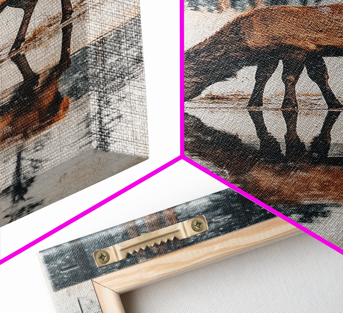 Snowfall at the Water’s Edge – Winter Woodland Deer Wall Art