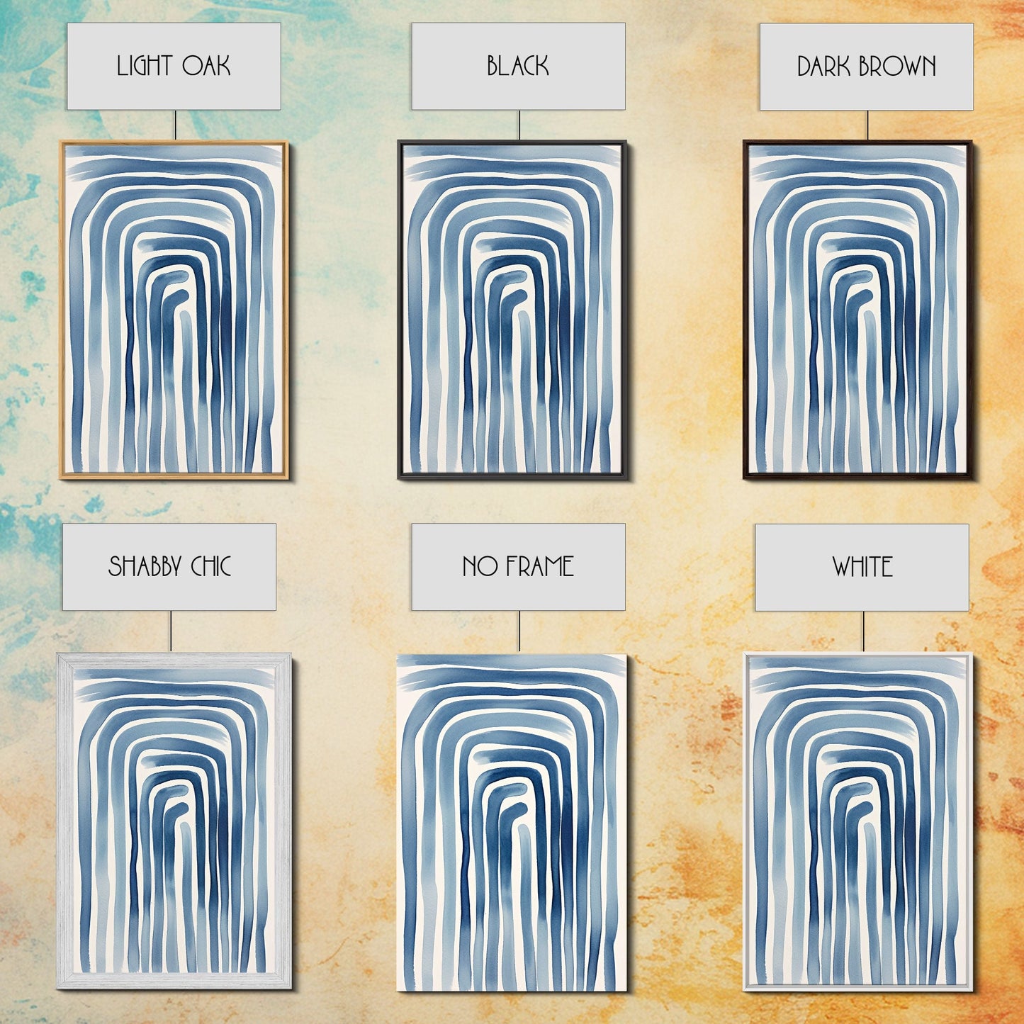 Blue Arc Flow – Japandi Minimal Abstract Wall Art
