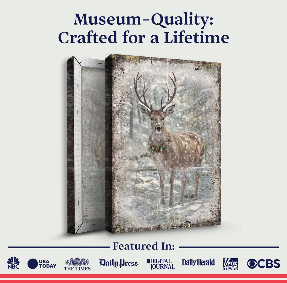 Winter Woodland Majesty, Deer Canvas Wall Art, Rustic Woodland Decor