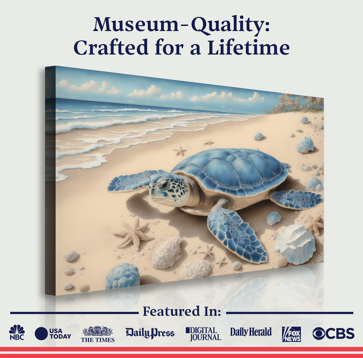 Seaside Wanderer, Sea Turtle Canvas Wall Art, Coastal Beach House Decor