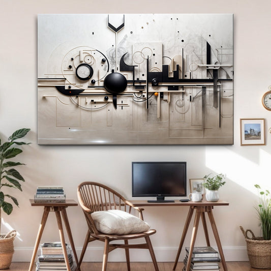 Architectural Harmony, Geometric Canvas Wall Art, Modern Neutral Home Decor