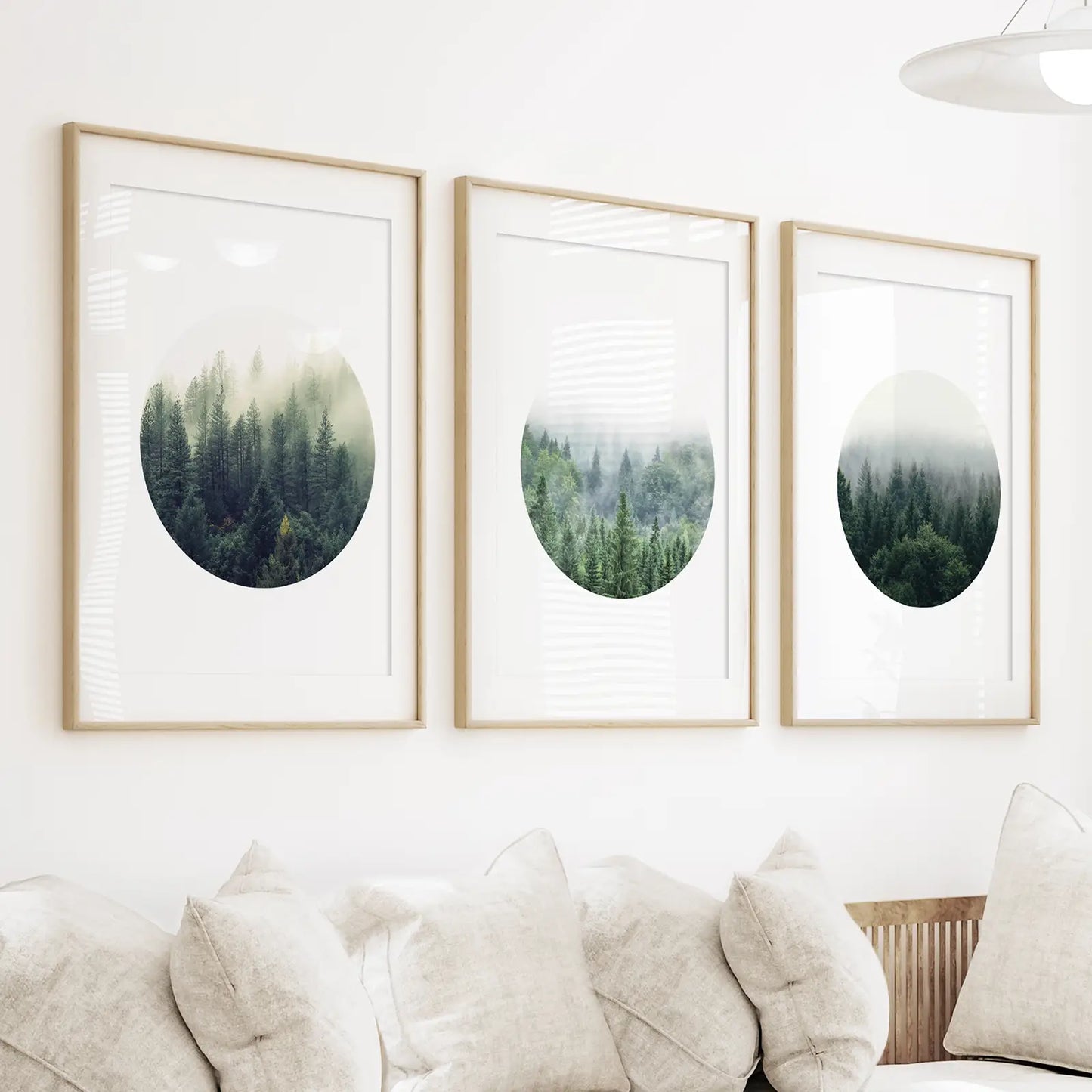 Nordic Forest Circles – 3 Piece Scandinavian Wall Art Set