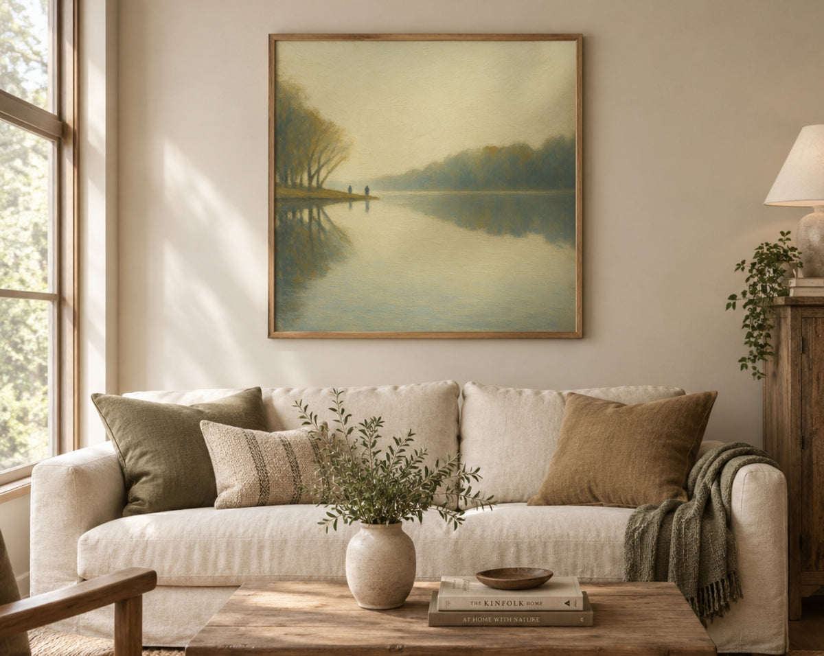 Stillwater Morning – Quiet Autumn Lake Wall Art Print