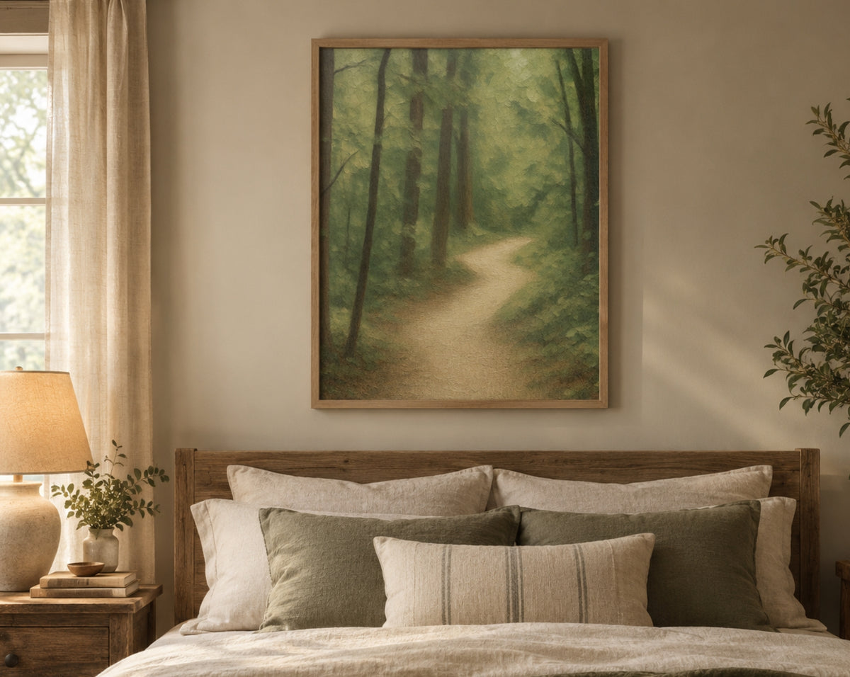 Quiet Steps – Muted Forest Path Wall Art