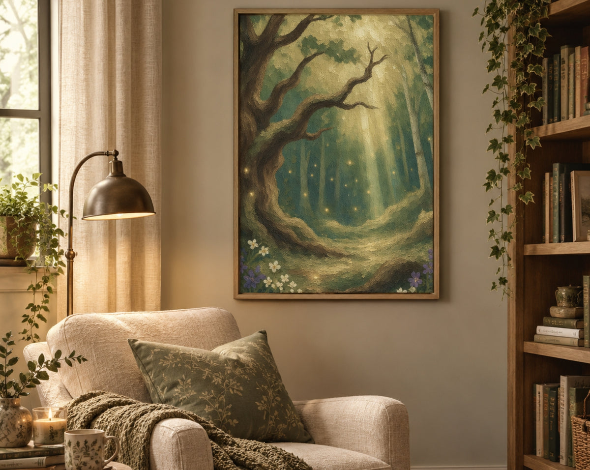 Enchanted Forest Calm – Soft Woodland Glow Wall Art for Serene Natural Interiors