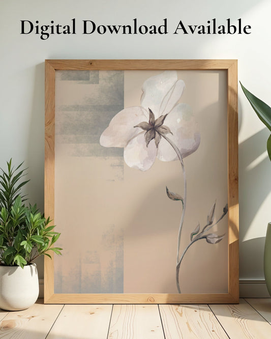 Morning Bloom — Cozy Neutral Botanical Wall Art (4:5 Ratio Digital Download)