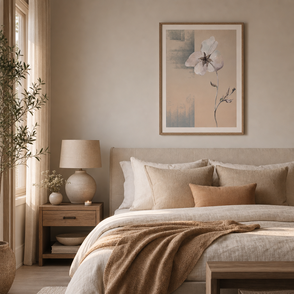 Morning Bloom — Cozy Neutral Botanical Wall Art (4:5 Ratio Digital Download)