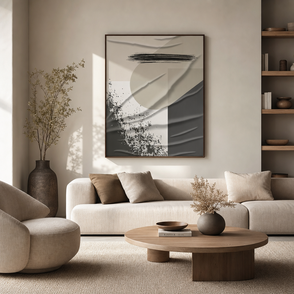 Muted Echoes — Neutral Abstract Texture Print (4:5 Ratio Digital Download)