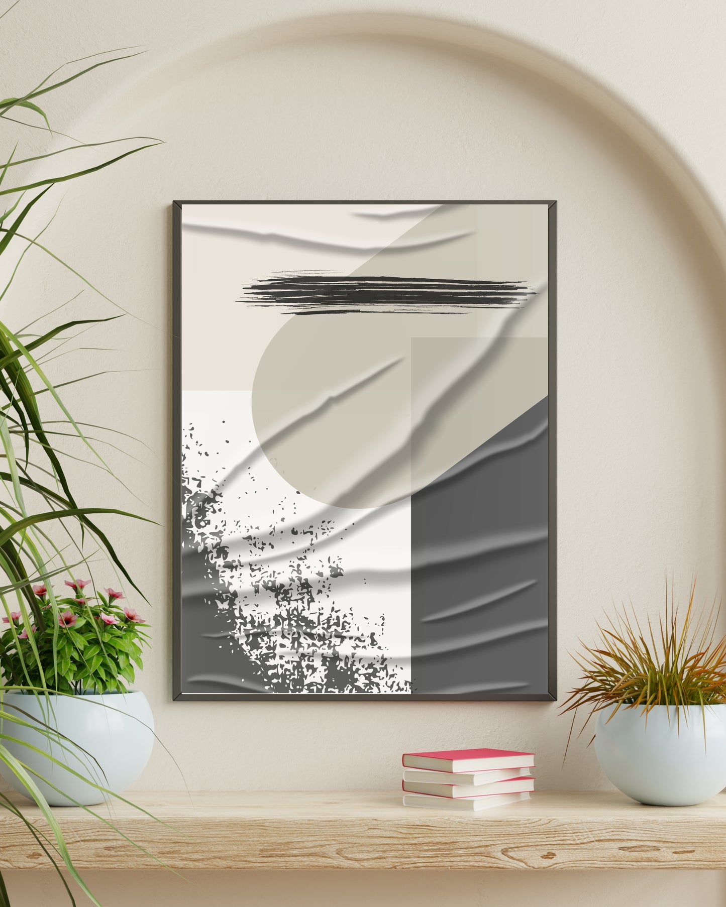 Muted Echoes — Neutral Abstract Texture Print (4:5 Ratio Digital Download)