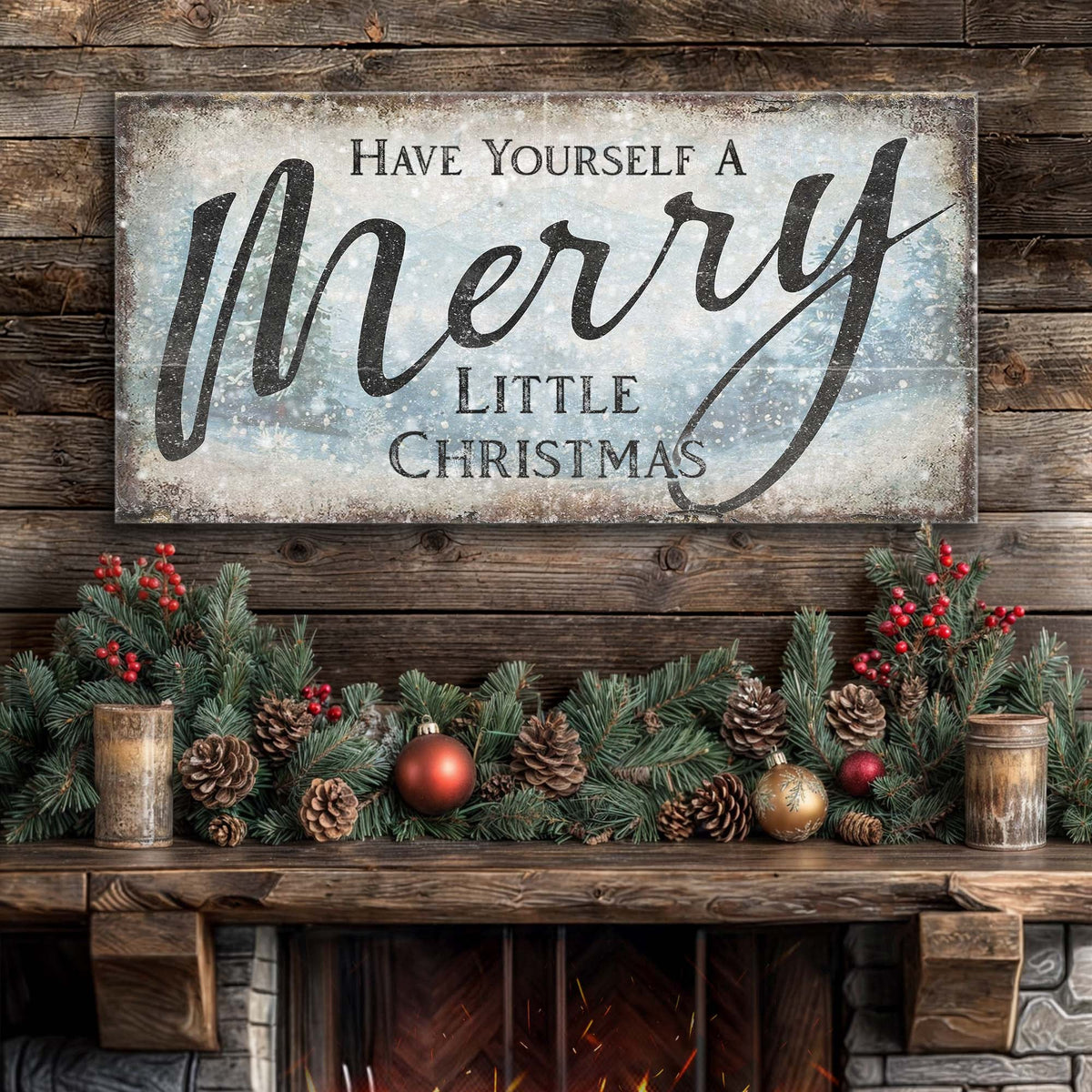 Have Yourself a Merry Little Christmas, Rustic Christmas Wall Art Sign, Holiday Decor